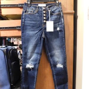 Button-fly Raw Hem Jeans